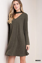 Load image into Gallery viewer, Jersey Dress with Ruffle Sleeve - Moss
