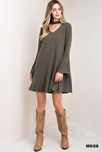 Load image into Gallery viewer, Jersey Dress with Ruffle Sleeve - Moss
