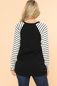 Striped Long Sleeved Tunic - Black