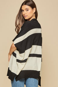 Open Front Striped Cardigan