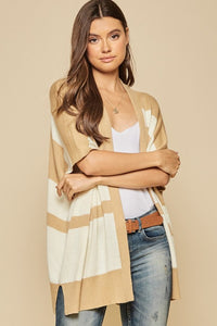 Open Front Striped Cardigan