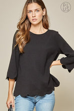 Load image into Gallery viewer, Curvy Long Sleeve Scallop Top
