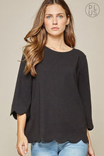 Load image into Gallery viewer, Curvy Long Sleeve Scallop Top
