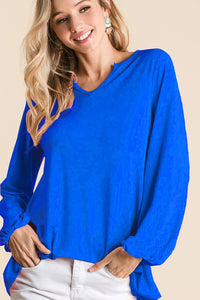 Royal Crepe Knit Top with Bubble Sleeves