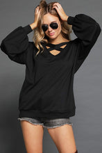 Load image into Gallery viewer, French Terry V-Neck Top - Black
