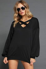 Load image into Gallery viewer, French Terry V-Neck Top - Black
