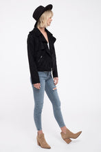 Load image into Gallery viewer, Faux Suede Moto Jacket - Black

