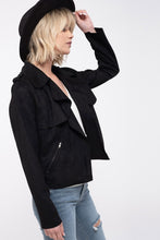 Load image into Gallery viewer, Faux Suede Moto Jacket - Black
