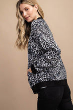Load image into Gallery viewer, Leopard Bomber Jacket with Solid Trim
