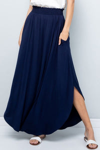 Solid Jersey Navy Maxi Skirt