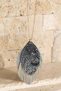Layered Faux Leather Pendant Necklace