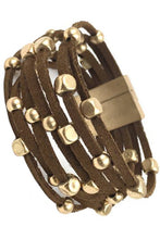 Load image into Gallery viewer, Suede with Metal Beads Magnetic  Bracelet
