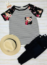 Load image into Gallery viewer, Striped &amp; Floral Print Top
