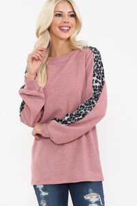 Rose Tunic Top with Leopard Detail