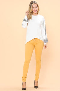 Striped Sleeved Tunic - White