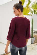Load image into Gallery viewer, V Neck Wine Top with Fluttering Sleeves
